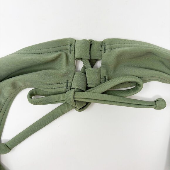 NWT Mid Rise sage olive green high neck halter tie bikini - Picture 4 of 8